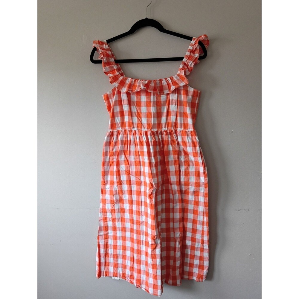 Color Me Courtney Orange Gingham Ruffle Sundress Cottagecore Picnic Coquette